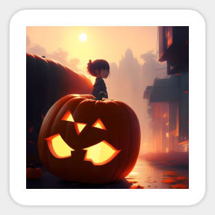 Pumpkin Study - Anime - AI - A Sticker